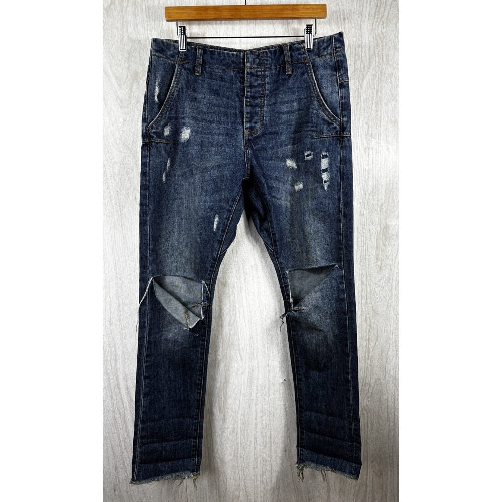 One Teaspoon Mr Brown Jeans 29 Relaxed Tapered Distressed Y2K Streetwear Mens